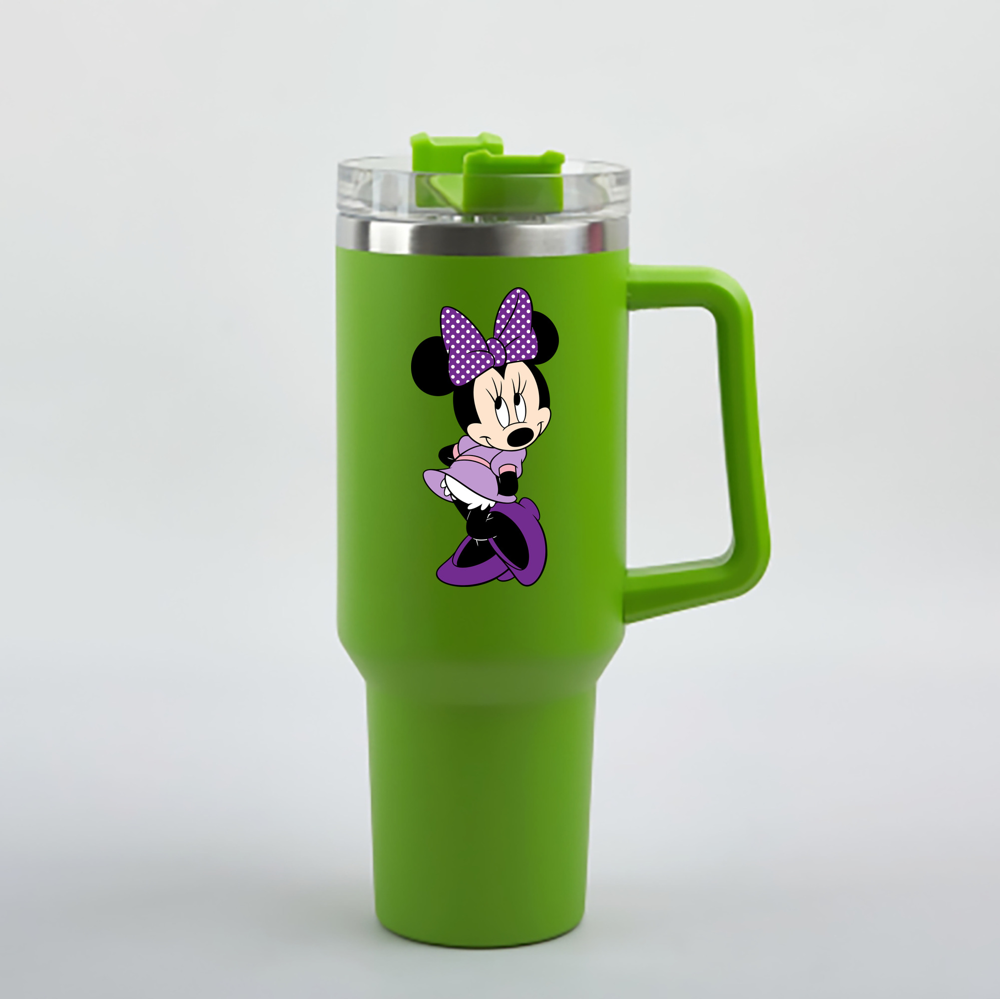 （画像用） ミッキーマウス Mickey Mouse 1200mL車用タンブラー - クリスタルステッカー（プラスチックストロー付き）